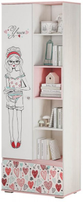 "Малибу" ШК-18 Шкаф (802х2176х460) ясень белый/айскрим/белый фп