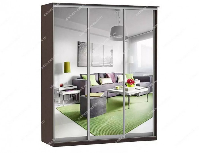 Шкаф купе Модерн 1776х600 3-х дверный 3-х секционный зеркальный венге