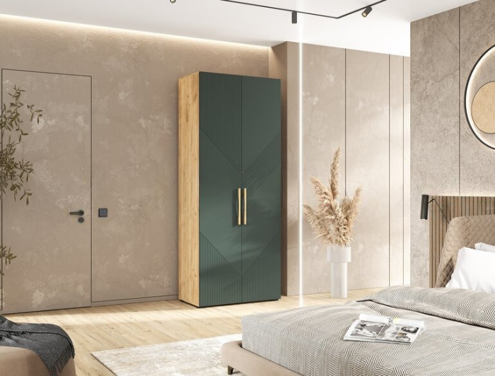 Ирис Шкаф 2-х ств. 900 браш мени грин/дуб крафт