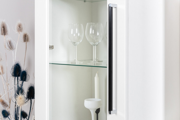 Валенсия Гостиная № 107, цвет ЛДСП белый шагрень/МДФ белый шагрень, ШхГхВ 327,3х38,4х225,2 см., ниша для ТВ 133х38х90 см., универсальная сборка