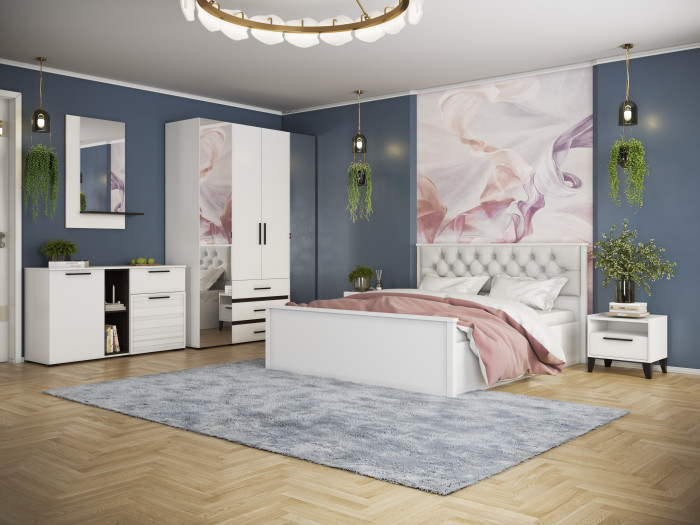 Модульная Спальня Модена, композиция 1, Белый/Венге
