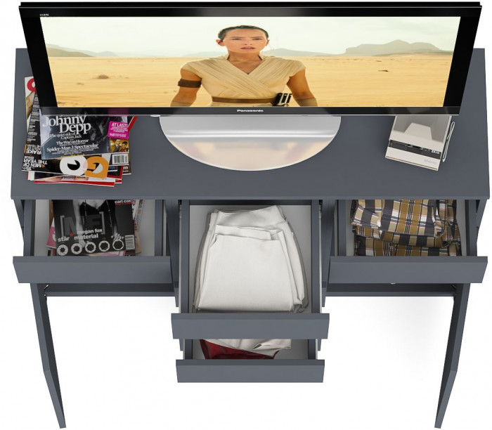 Мори Комод МК1200.4, цвет графит, ШхГхВ 120,4х41х94 см.