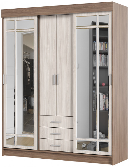 Андрей-1 шкаф-купе (1700*2100*580 мм) ясень шимо темный/ясень шимо светлый