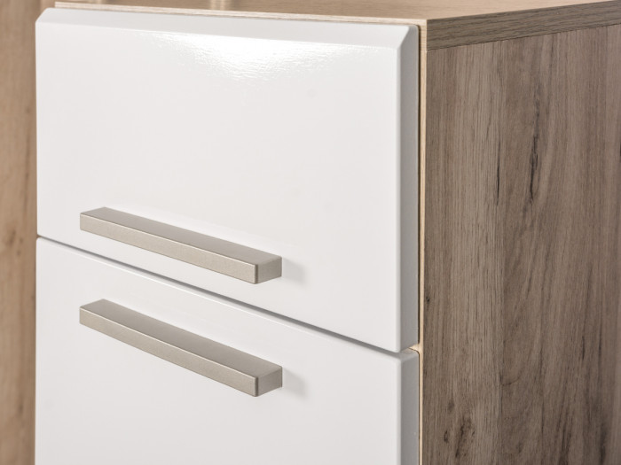 Лайн Прихожая № 08, цвет дуб крафт серый/фасады МДФ белый глянец, ШхГхВ 166,8х35,1х210 см., НЕ универсальная сборка