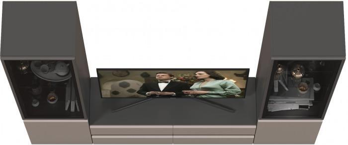 Сидней Комплектация № 011, цвет корпус: антрацит/фасады: МДФ веллюто капучино, ШхГхВ 229,9х41,3х205,2 см., ниша для ТВ 129х41х100 см., универс. сборка