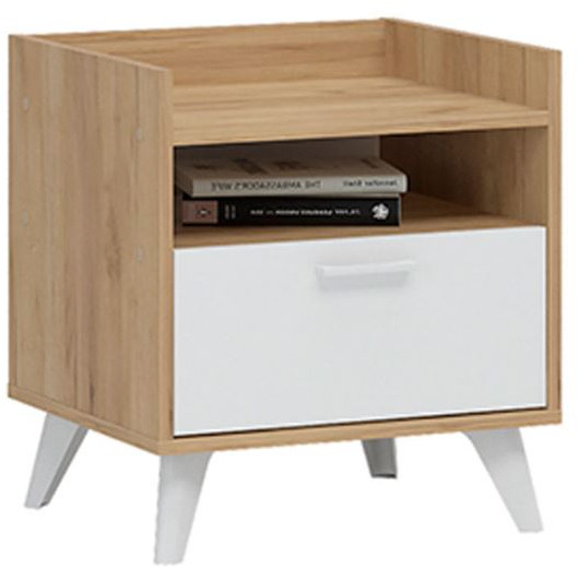 ИРИС ТБ-01 Тумба прикроватная (485х530х425) дуб крафт золото/белый