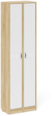 Прихожая П-6 Пенал + Пенал, цвет дуб сонома/фасады МДФ белое дерево фрезеровка ромб, ШхГхВ 60х35х210 см., универсальная сборка