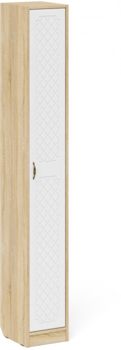 Прихожая П-6 Пенал + Пенал, цвет дуб сонома/фасады МДФ белое дерево фрезеровка ромб, ШхГхВ 60х35х210 см., универсальная сборка