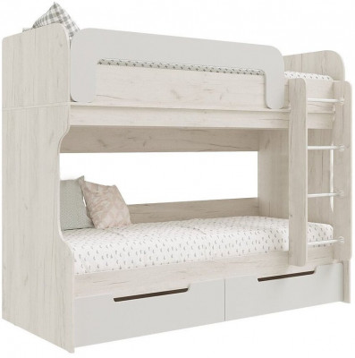 Юниор-4 Кровать-чердак 80х200 (Шарли белый, Крафт белый)