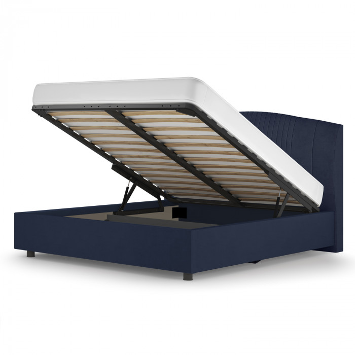 Кровать-12М с подъемным основанием 1400 темно-синяя