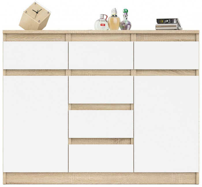 Мори Комод МК1200.4, цвет дуб сонома/белый, ШхГхВ 120,4х41х94 см.