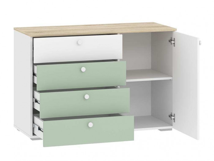 НМ 041.39 комод Банни белый/дуб сонома/макарун