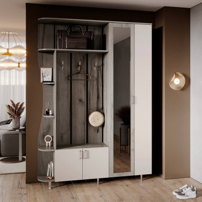 Прихожая Лика № 1 1,5 м, Дуб крафт серый/Кашемир