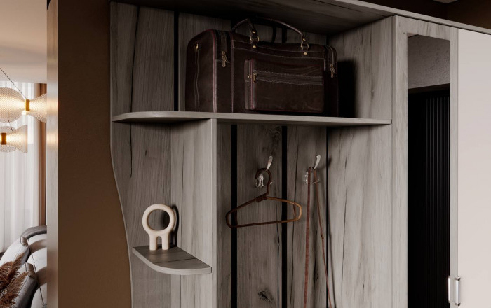 Прихожая Лика № 1 1,5 м, Дуб крафт серый/Кашемир