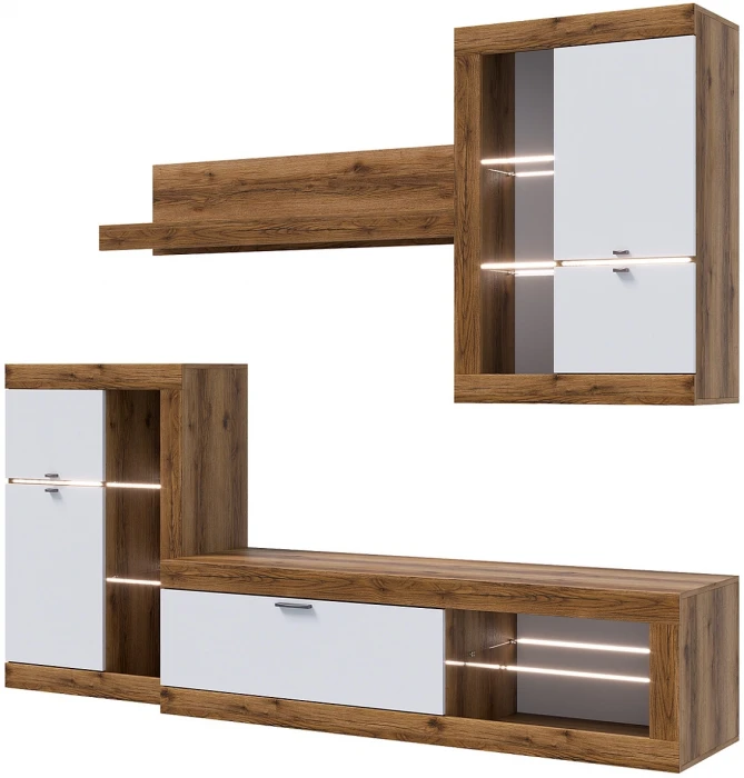 Прага Модульная Гостиная, вариант №1, делано/Белый глянец