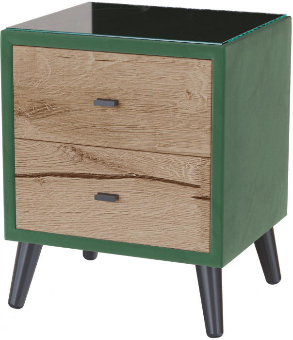 Тумба прикроватная интерьерная Ланс изумруд/мдф дуб канадский