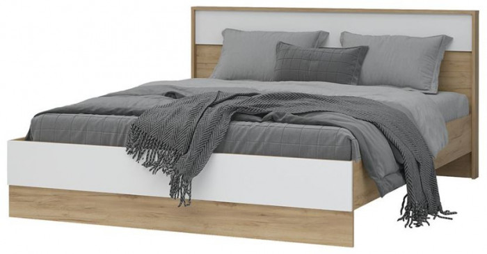 ИРИС КР-03 Кровать 1,6х2,0 (1670х900х2090) дуб крафт золото/белый