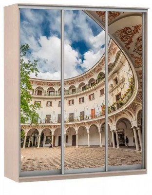 Шкаф купе Модерн 2076х600 3-х дверный 3-х секционный фотопечать №2 ясень