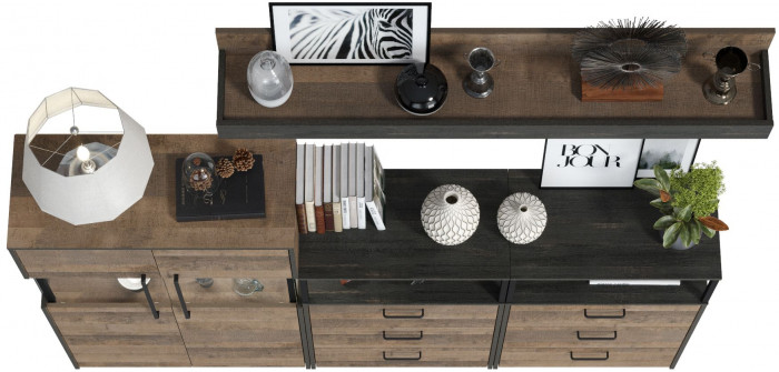 Трувор Гостиная 009, цвет дуб гранж песочный/интра, ШхГхВ 217,8х37х195 см., универсальная сборка, есть светодиодная подсветка