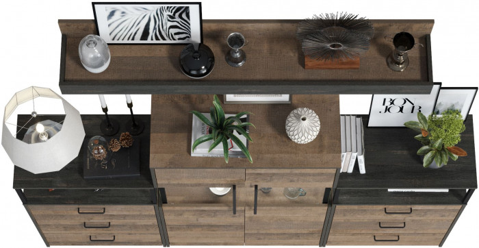 Трувор Гостиная 009, цвет дуб гранж песочный/интра, ШхГхВ 217,8х37х195 см., универсальная сборка, есть светодиодная подсветка