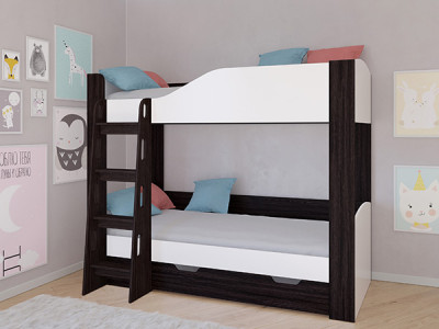 Кровать двухъярусная АСТРА 2 Венге/Белый с ящиком