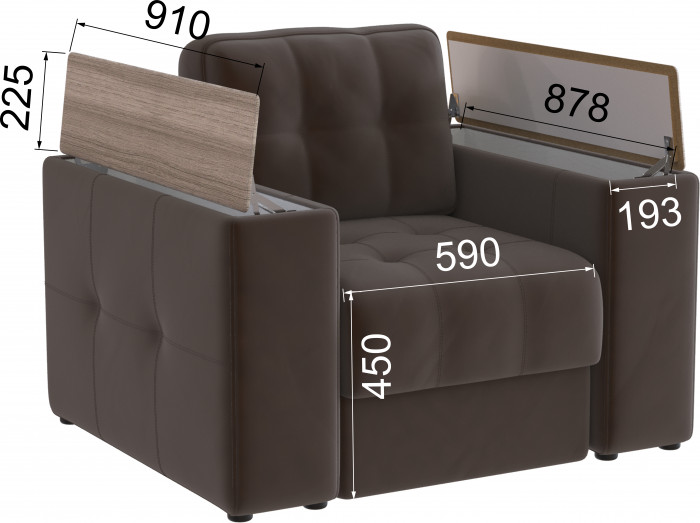 Кресло Нави, Коричневый/Сандал белый МДФ