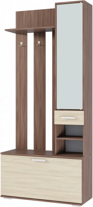 Ника Вешалка с зеркалом, вз910, Ясень шимо темный/светлый