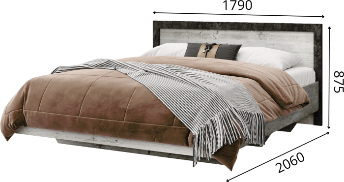 Кровать 160х200 с подъемным механизмом "Эстель" - Сосна шале/Бетон спаркс