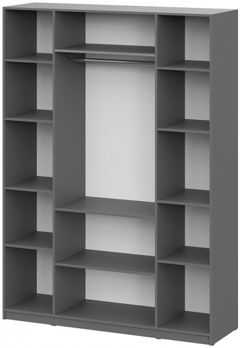 Шкаф распашной с наполнением (11 полок + штанга) ШК 5 (1600), Графит