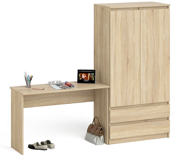 Мори Стол письменный МСП1200.1 + Шкаф МШ900.1, цвет дуб сонома, ШхГхВ 210,8х50,4х179,6 см., универсальная сборка