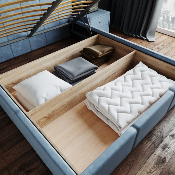 Рио Кровать интерьерная 140 светло-голубой квадрат, ПМ