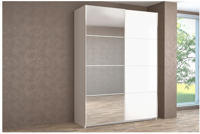 Шкаф-купе Иннэс-5 1400 Ф1/Ф2, Белый глянец/Бодега белая