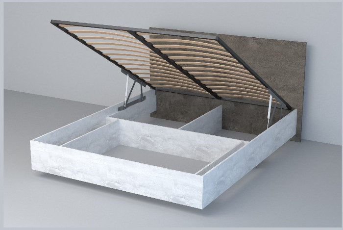 Кровать 1,4 арт.031 (ЛДСП) ПМ. (Бетон Светлый/Камень Темный)