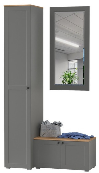 Остин Прихожая 24, цвет серый графит/дуб крафт золотой, ШхГхВ 120х54,3х229,6 см., универсальная сборка