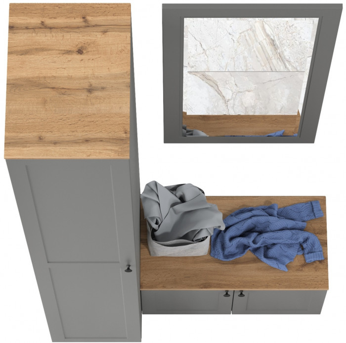 Остин Прихожая 24, цвет серый графит/дуб крафт золотой, ШхГхВ 120х54,3х229,6 см., универсальная сборка