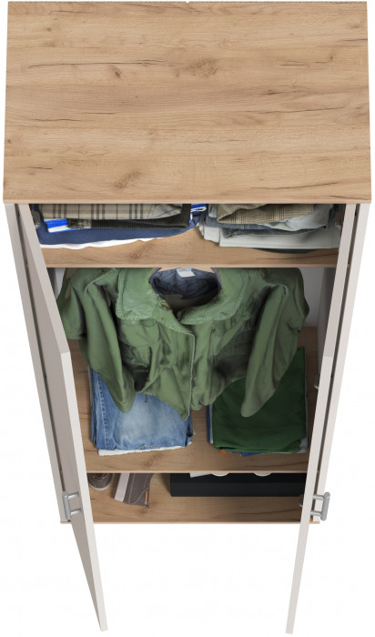 Прихожая 2-3430дкз/к.с Домино - Шкаф для одежды, цвет дуб крафт золотой/кашемир серый, ШхГхВ 60х36х202 см.