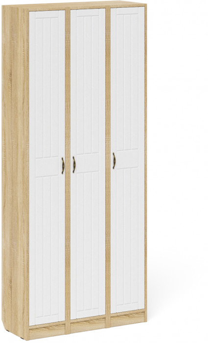 Прихожая П-6 Пенал 3 штуки, цвет дуб сонома/фасады МДФ белое дерево фрезеровка прованс, ШхГхВ 90х35х210 см., универсальная сборка