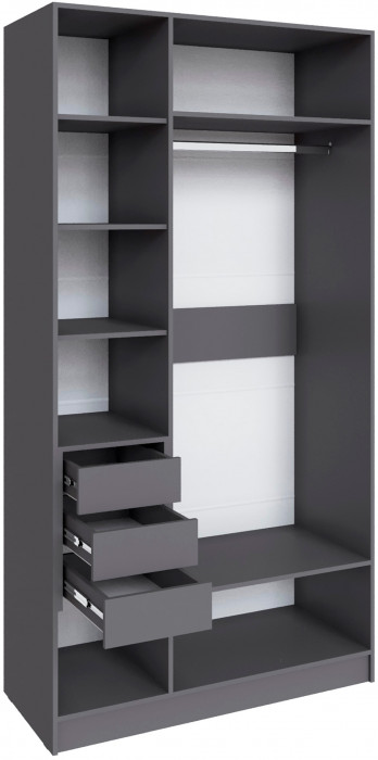 Шкаф Мадрид (1,2) с 3 ящ. внутри без зеркала, Графит серый