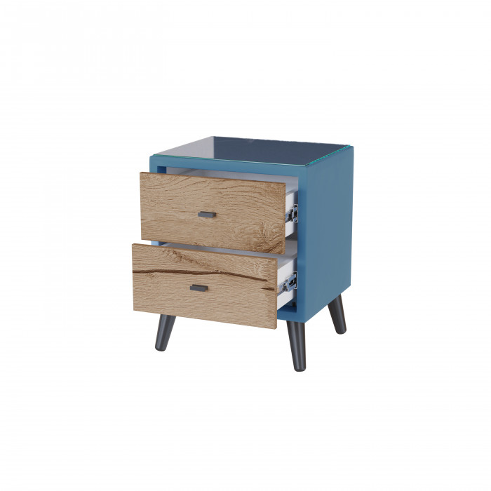Тумба прикроватная интерьерная Ланс светло-голубой/мдф дуб канадский