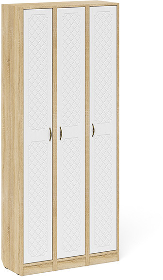 Прихожая П-6 Пенал 3 штуки, цвет дуб сонома/фасады МДФ белое дерево фрезеровка ромб, ШхГхВ 90х35х210 см., универсальная сборка