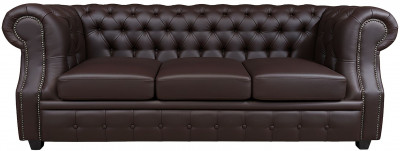 Диван офисный Честер ЛОФТ 3-х местный, экокожа коричневый