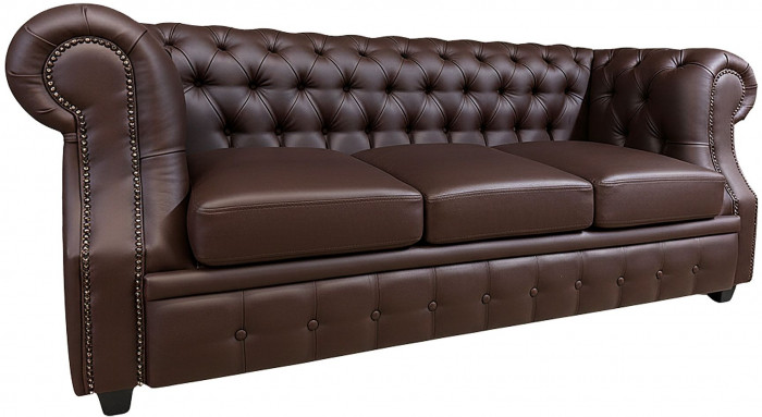 Диван офисный Честер ЛОФТ 3-х местный, экокожа коричневый