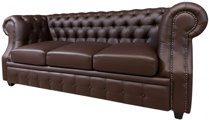 Диван офисный Честер ЛОФТ 3-х местный, экокожа коричневый