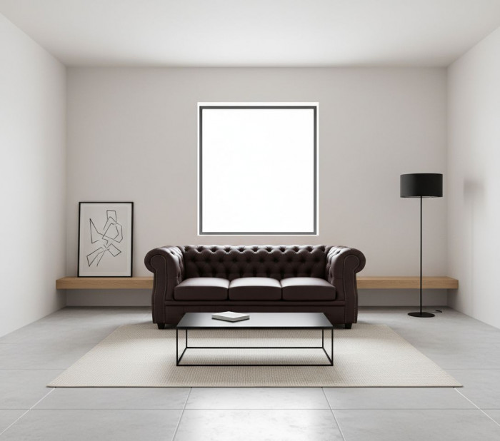 Диван офисный Честер ЛОФТ 3-х местный, экокожа коричневый