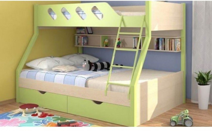 Дельта-20.02 Детская двухъярусная кровать, Салатовый