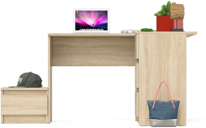 Мори Стол компьютерный МС-16 правый + Тумба ТМП400.1, цвет дуб сонома, ШхГхВ 164,8х84,9х76,6 см., выдвижные ящики справа, НЕ универсальная сборка