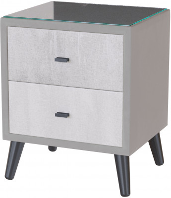 Тумба прикроватная интерьерная Ланс светло-серый/мдф холст белый