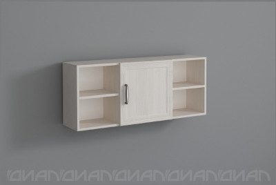 Колибри Полка навесная 1.1м, рамка, Бодега белая/Сандал светлый