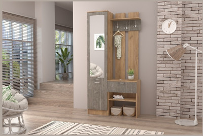 Прихожая Иннэс-3 (Камень Темный/Дуб Крафт Золотой)