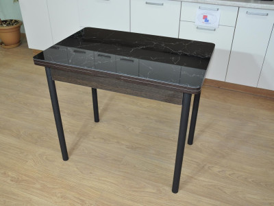 Симпл фотопечать стол обеденный раскладной / черный мрамор/венге/черный